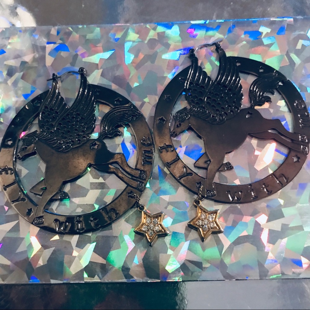 Pegasus hoop earrings fly with me Betsey Johnson